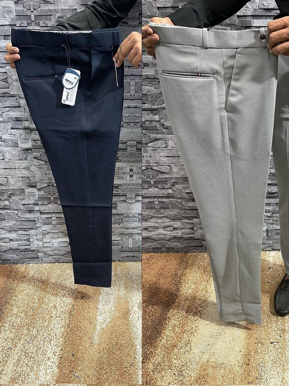 Pant and Pant Combo 9 (Navy Blue Pant and Lite Grey Pant)