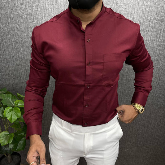 Maroon Shirt and White Pant Combo