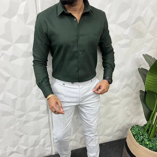 Olive Green Shirt and Lite Grey Pant Combo