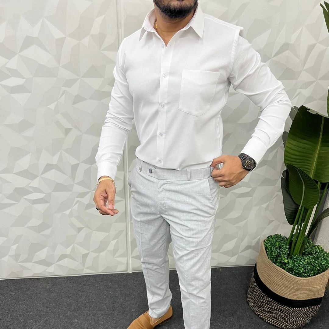 White Shirt and Lite Grey Pant Combo